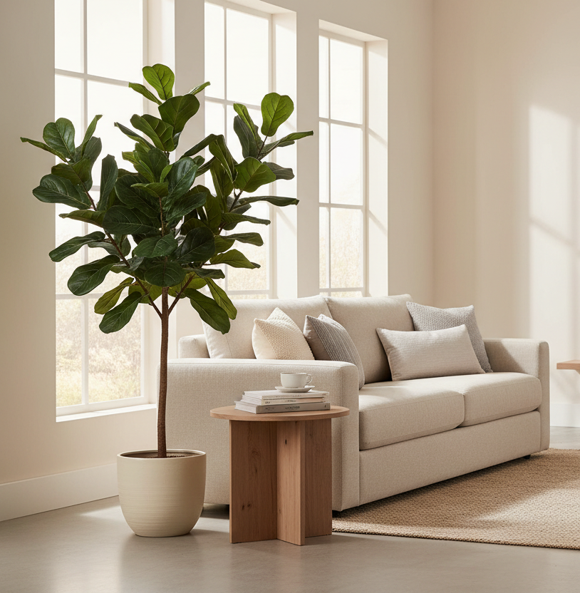 Elegant plant in Scandinavian living room