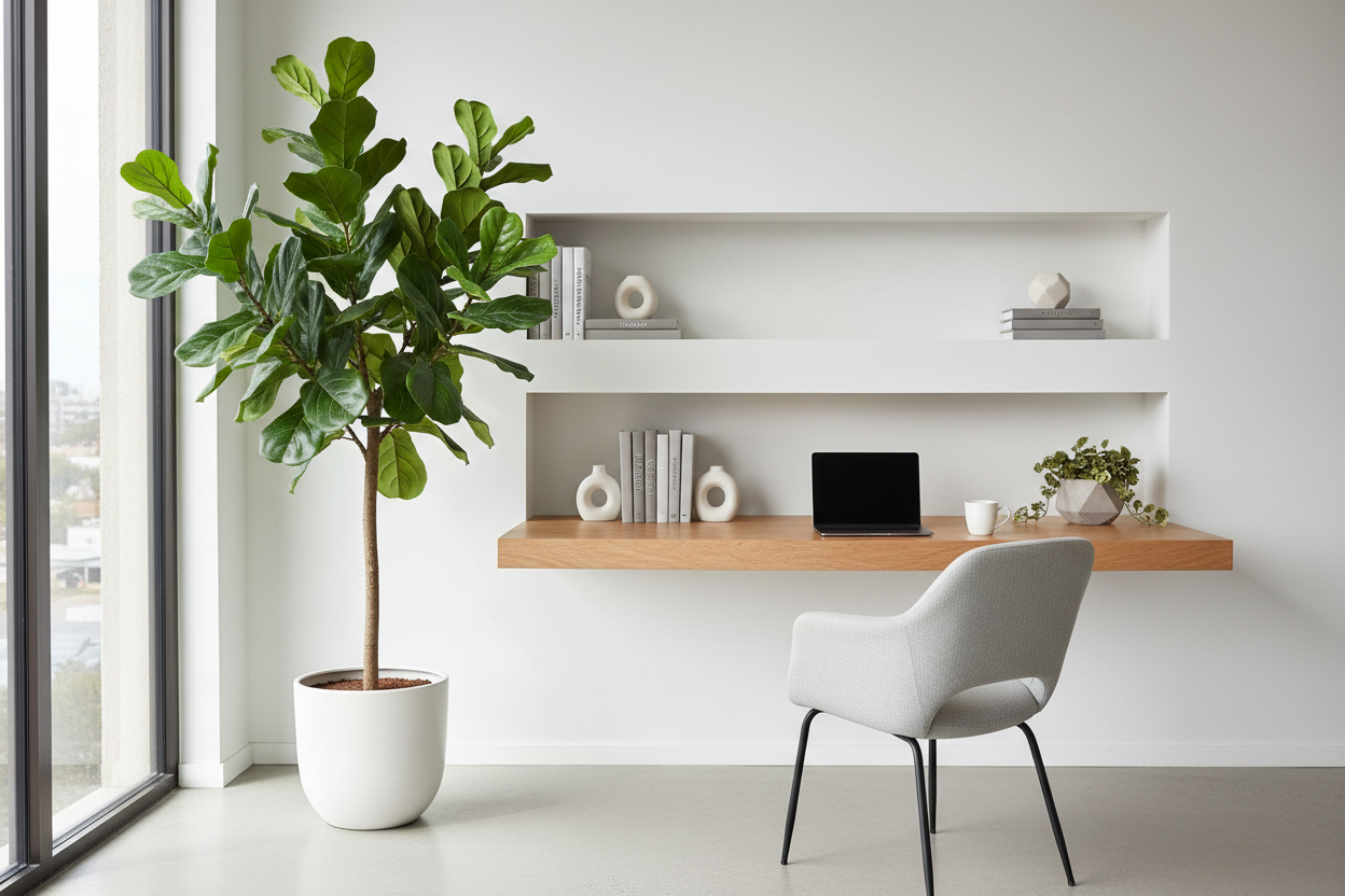 Plant in modern office workspace